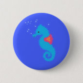 Badge Rond 5 Cm Carton bleu Seahorse (Devant)