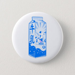 Badge Rond 5 Cm Carton de lait Kanji japonais