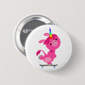 Badge Rond 5 Cm Carton de skateboard Cute Unicorn (Devant & derrière)