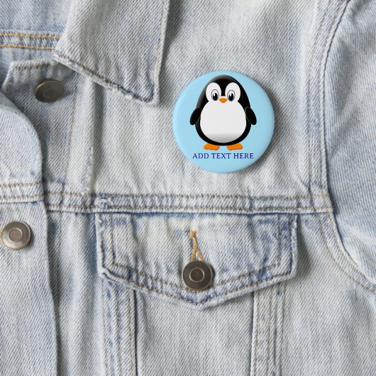 Badge Rond 5 Cm Carton en pingouin mignon bleu personnalisé (En situation)