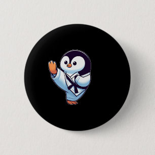 Badge Rond 5 Cm Carton mignon Penguin Karate Arts martiaux