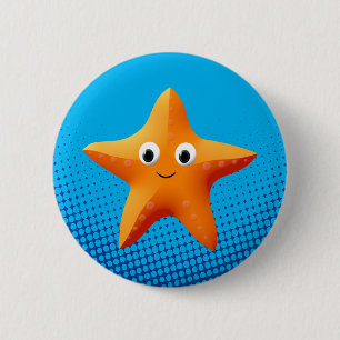 Badge Rond 5 Cm Carton mignon Starfish Blue Ocean