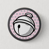Badge Rond 5 Cm Cartoon Black White Pink Cat Bell Pop Art Vector (Devant)