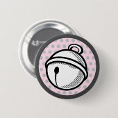 Badge Rond 5 Cm Cartoon Black White Pink Cat Bell Pop Art Vector (Devant & derrière)