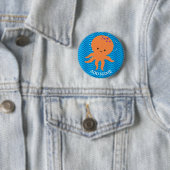 Badge Rond 5 Cm Cartoon bleu Vagues Motif (En situation)