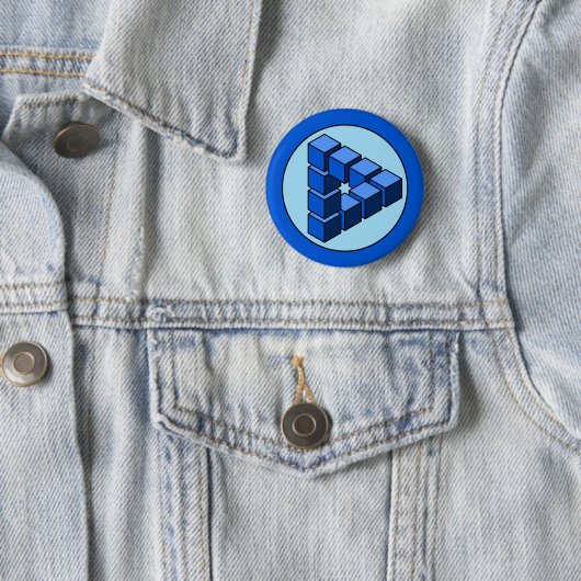 Badge Rond 5 Cm Cartoon Blue Black Toy Blocks Triangle Vector Art (En situation)