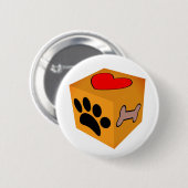 Badge Rond 5 Cm Cartoon Chien Paw Coeur Et Os (Devant & derrière)