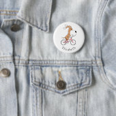 Badge Rond 5 Cm Cartoon Funny Chien Chien Chiot Vélo (En situation)