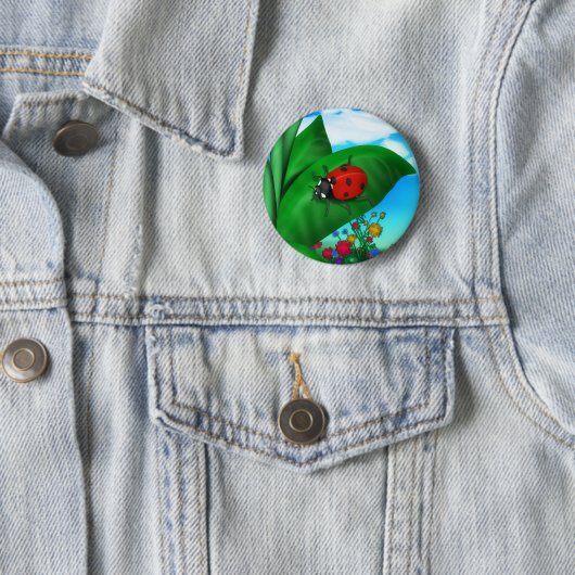 Badge Rond 5 Cm Cartoon Lady Bug (En situation)