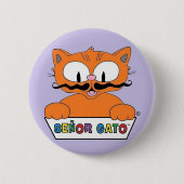 Badge Rond 5 Cm Cartoon Mustache Cat Senor Gato Round Button (Devant)