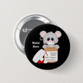 Badge Rond 5 Cm Cartoon Nurse Mouse bouton ajouter le nom (Devant & derrière)