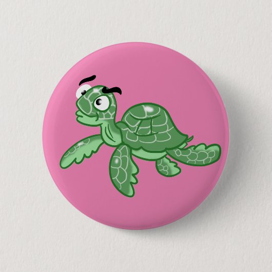 Badge Rond 5 Cm Cartoon Sea Turtle (Devant)