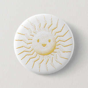 Badge Rond 5 Cm Cartoon Smiling Face Soleil