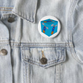 Badge Rond 5 Cm Cartoon Space Rocket Flying Et Blue Sky Cube (En situation)