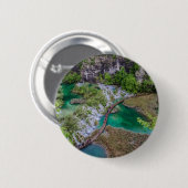 Badge Rond 5 Cm Cascade de cascade du parc des lacs Plitvice (Devant & derrière)