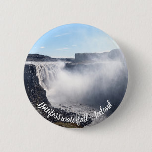 Badge Rond 5 Cm Cascade de Dettifoss dans le parc national de Vatn