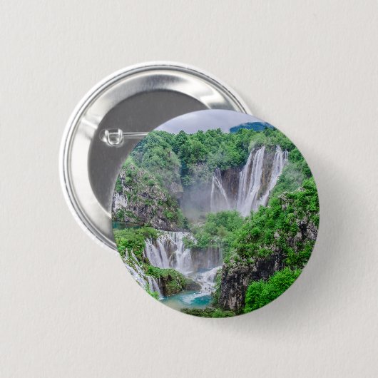 Badge Rond 5 Cm Cascade des lacs Plitvice (Devant & derrière)