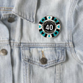 Badge Rond 5 Cm Casino 00e fête d'anniversaire -Turquoise (En situation)