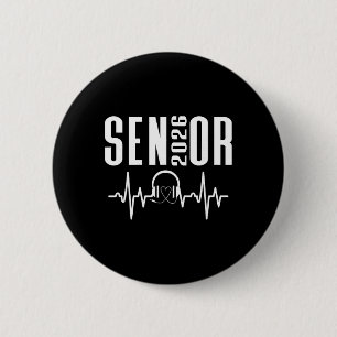 Badge Rond 5 Cm Casque audio Cl Of 2026 Senior Music sur le thème