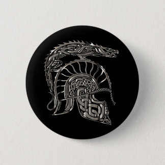 Badge Rond 5 Cm Casque de dragon métallique de guerrier cool