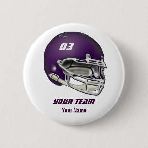 Badge Rond 5 Cm Casque de football de pourpre d'aubergine
