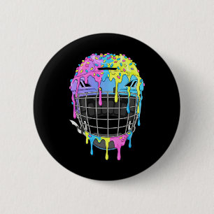 Badge Rond 5 Cm Casque de hockey crème glacée qui coule pour garço