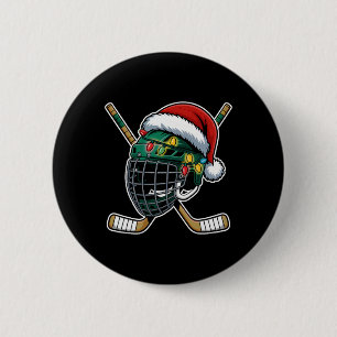 Badge Rond 5 Cm Casque de hockey sur glace de Noël Santa Xmas Homm