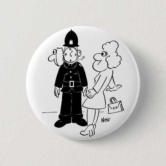 Badge Rond 5 Cm Casque de l'horloge du policier (Devant)