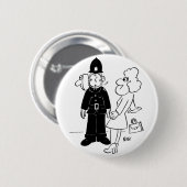 Badge Rond 5 Cm Casque de l'horloge du policier (Devant & derrière)