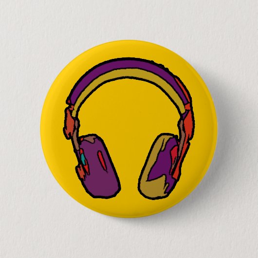 Badge Rond 5 Cm casque dj couleur (Devant)