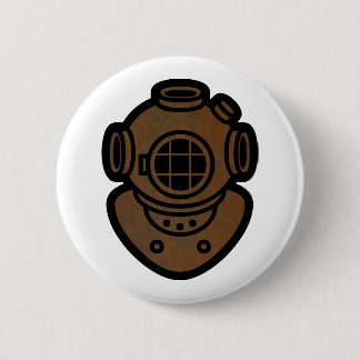 Badge Rond 5 Cm Casque en laiton de plongée