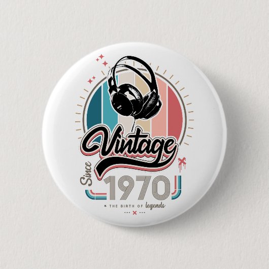 Badge Rond 5 Cm Casques vintages depuis 1970 (Devant)