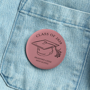 Badge Rond 5 Cm Casquette de diplômé moderne Doodle Promotion de f