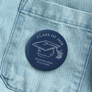 Badge Rond 5 Cm Casquette de diplômé moderne Doodle Promotion de f