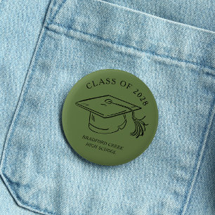 Badge Rond 5 Cm Casquette de diplômé moderne Doodle Promotion de f