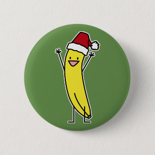 Badge Rond 5 Cm Casquette de Père Noël de banane célébrant et