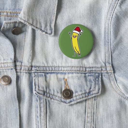 Badge Rond 5 Cm Casquette de Père Noël de banane célébrant et (En situation)