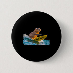 Badge Rond 5 Cm Casquette de surf drôle Capyra Coucher de soleil r