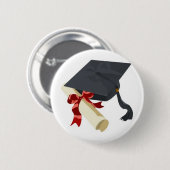 Badge Rond 5 Cm Casquette et diplôme d'obtention du diplôme (Devant & derrière)