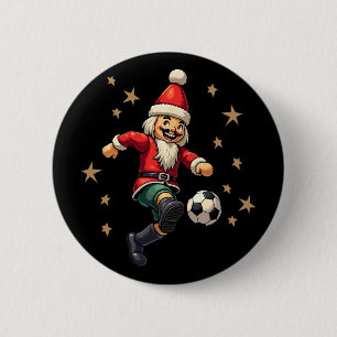 Badge Rond 5 Cm Casse-noisette jouant au football Noël Xmas Enfant