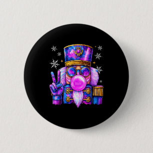 Badge Rond 5 Cm Casse-noix violet soufflant du bubble gum Noël mig
