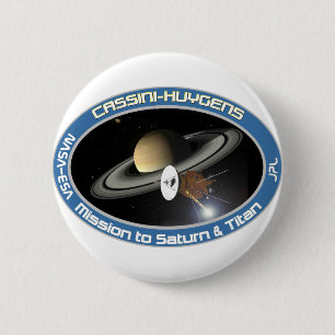 Badge Rond 5 Cm CASSINI - HUYGENS : Mission à Saturn et au titan