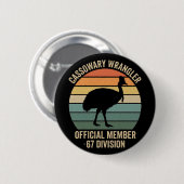Badge Rond 5 Cm Cassowary Keeper funny Retro bird lover (Devant & derrière)