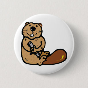 Badge Rond 5 Cm Castor de bande dessinée pour le jour