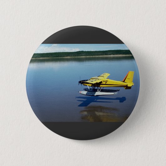 Badge Rond 5 Cm Castor, débarquant sur la rivière (Devant)