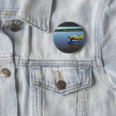 Badge Rond 5 Cm Castor, débarquant sur la rivière (En situation)