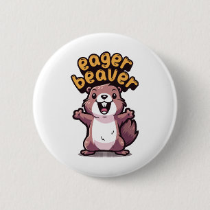 Badge Rond 5 Cm Castor zélé