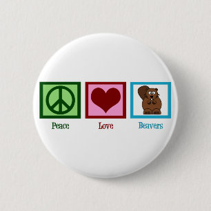 Badge Rond 5 Cm Castors d'amour de paix