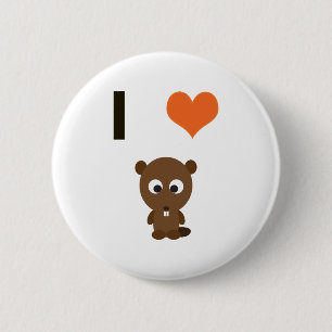 Badge Rond 5 Cm Castors du coeur I (amour)