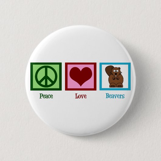 Badge Rond 5 Cm Castors Peace Love (Devant)